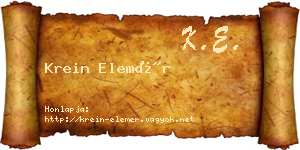 Krein Elemér névjegykártya